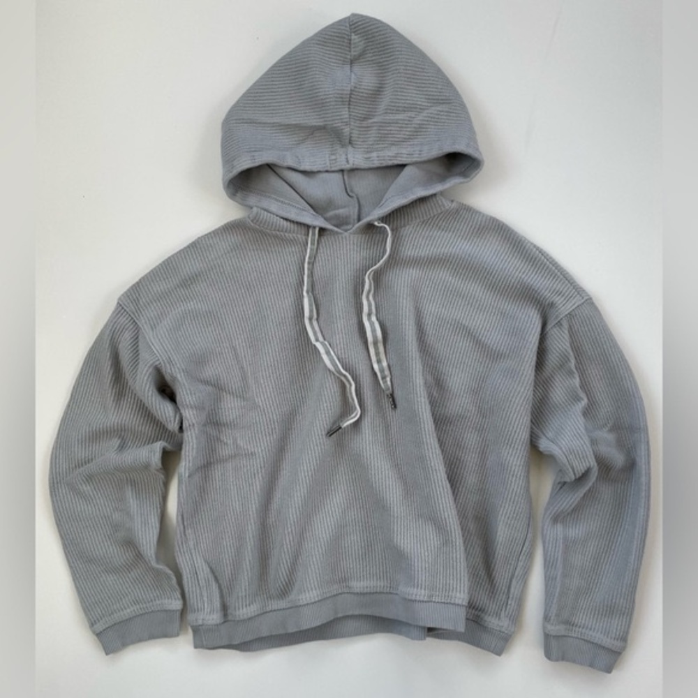 Aerie Women’s Gray Grey Ribbed Oversized Boxy Full Zip Hoodie Medium